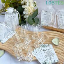 10/50 Sets Acrylic Shot Glasses Favors For Guests, 1.2oz Clear Cups With 'Cheers To Love' Stickers Thank You Cards And Gift Bags, Suitable For Wedding Bridal Shower Party Favors And Return Gifts - White - View 8