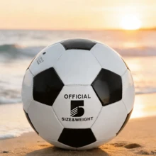 1PCSize 5 Official Soccer Ball With Portable Mini Pump Set - Training & Match Ready Football Kit For Adults - Black and White - View 4
