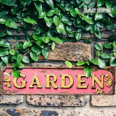 Biển hiệu nhà để xe bằng kim loại phẳng 2D, kiểu dáng retro màu hồng, thích hợp trang trí lối vào và hành lang, tường nhà, phòng ngủ, cửa ra vào, phòng khách, tranh treo tường độc đáo cho tiền sảnh, quà tặng tân gia lý tưởng cho các cặp vợ chồng mới cưới, kích thước 4x16 inch.