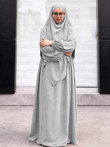 2pcs/Set Khimar Hijab + Abaya, Loose & Comfortable Clothing Suitable For Women's Daily Wear And Prayer, Applicable For All Seasons, Holiday - Multicolor - View 14