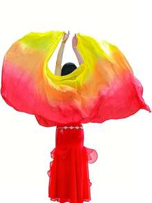 渐变半透明飘逸舞蹈围巾，适合舞台表演和练习 - 彩色 - 查看 10