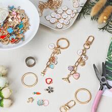 308pcs Keychain Making Kit, Includes 126pcs Charms, 20pcs Keyring Clips With Key Rings, Jewelry Pliers, 10pcs Extension Chains With Swivel Hooks, 200pcs Jump Rings, DIY Craft Supplies - DIY Kit - View 2