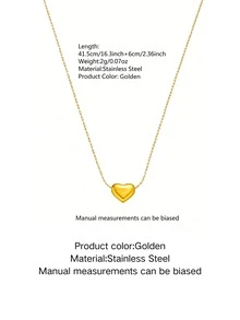 1件/2件装优雅简约不锈钢心形吊坠项链，适合女性日常佩戴或约会场合。 - 項鍊 - 查看 12