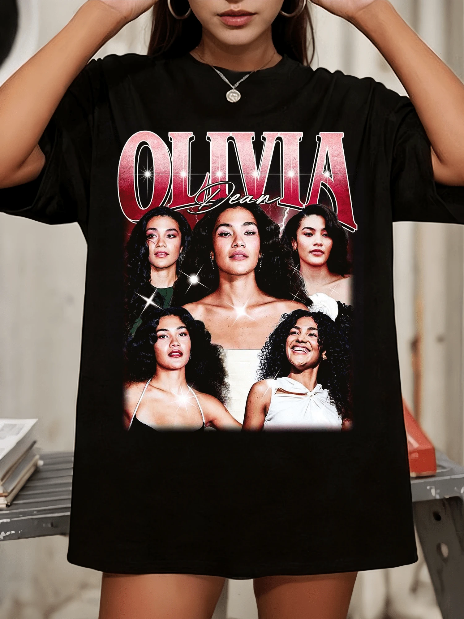 Olivia Dean Bootleg T-Shirt, Retro Bootleg Tour Tee für Olivia Dean Fans, Olivia Dean Merchandise, Vintage Grafik Geschenk für sie, Konzert Outfit - Schwarz - Übersicht 1