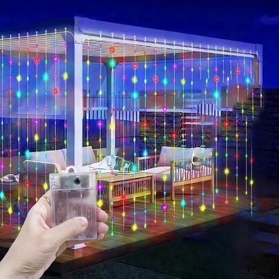 Sparkling Fairy String Lights For Wedding Party Decor, Birthday Celebration, Patio, 4 Lighting Colors, Outdoor Camping Decor, Floral Wreath Fairy Lights, Romantic Bedroom Living Room Curtain Lights, Christmas Halloween Decor Lights, Patio Fairy Lights, Holiday String Lights, 8 Modes Battery Operated Curtain Lights, Landscape Lighting