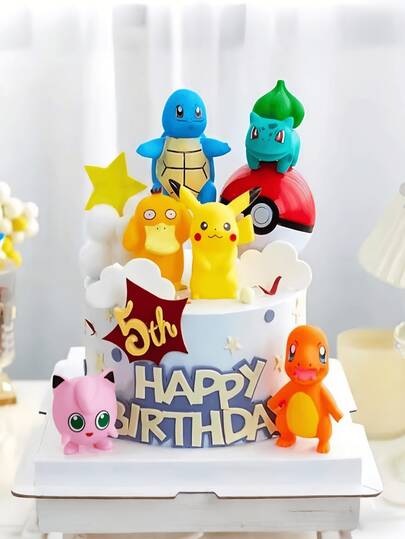 pokemon 13pcs/Set Cake Toppers, Anime Character Birthday Party Decorations, Gifts For Boys & Kids (May Have Some Color Fading, But Everything Else Will Be The Same)