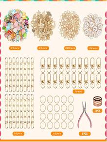 308pcs Keychain Making Kit, Includes 126pcs Charms, 20pcs Keyring Clips With Key Rings, Jewelry Pliers, 10pcs Extension Chains With Swivel Hooks, 200pcs Jump Rings, DIY Craft Supplies - DIY Kit - View 5