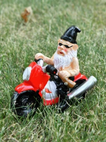 Drunk Dwarf Riding Motorcycle Garden Statue, Funny Gnome On Motorcycle Figurine, Fairy Garden Indoor/Outdoor Decor, Patio Lawn Desktop Ornament, Gift For Kids & Adults - A - View 1