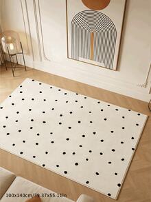1pc Classic Black And White Polka Dot Pattern Decorative Rug, Suitable For Party Decor, Enhances Home Style, Essential Decoration For Adding Holiday Charm, Applicable To Bedroom, Living Room, Dining Room, Bathroom And Entryway, Plush Rug, Thickened Rug, Thick Rug, Furry Rug, Autumn/Winter Rug, Thickened Rug, Living Room Rug, Rug, Living Room Area Rug, Area Small Rug, Mat, Home Decor - Multicolor - View 7