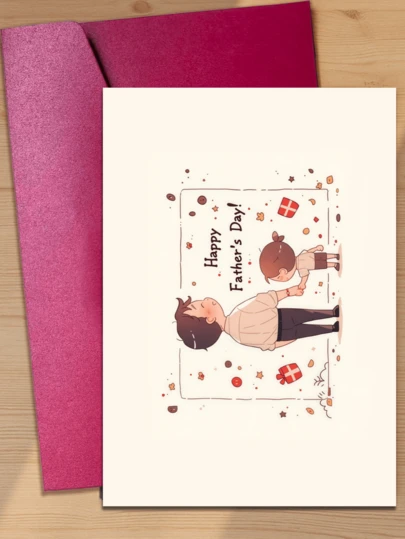Thiệp chúc mừng Ngày của Cha theo phong cách hoạt hình ấm áp / Thiệp Ngày của Cha theo phong cách hoạt hình ấm áp, hình ảnh cha và con gái nắm tay nhau đi dạo (nhìn từ phía sau) / Chúc mừng Ngày của Cha, lời cảm ơn vì đã đồng hành và che chở cho cha ruột, cha dượng, cha nuôi, một lựa chọn chân thành để con cái bày tỏ "Cảm ơn cha vì đã nắm tay con khi con lớn lên" (Bao gồm 1 thiệp / 1 phong bì, kích thước 4.3 inch x 6.3 inch)