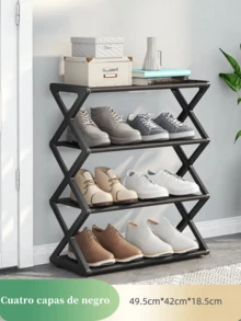 Zapatera Organizadora de 4 Niveles, Estante Plegable para Zapatos, Ahorra Espacio, 1 PZ Estantería de Almacenamiento, Multiusos y de Almacenamiento Simple, Estantería Minimalista  Organizador de Almacenamiento de Varios Niveles, Diseño a Prueba de Agua y Ahorro de Espacio, Se Envia Color Al Azar: Negro, Blanco O Naeanja, Regalos para el Día de La Madre, Regalos para el Día Del Padre, Regalos para la Semana Santa. - Ver 2