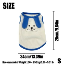 GDTME Cute Cartoon Dog Vest Breathable Pet Tank Top With Blue Trim D-Ring Leash Hole Summer Pet Outfit For Small Dogs Cats Puppy Kitten Daily Walks Casual Wear Pets Pet Clothes Dog Stuff Dog Supplies - Blue - View 8