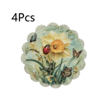 Floral Round Placemats Are Available In Packs Of 1PC, 2Pcs, 4Pcs, 6Pcs, 8Pcs And 300Pcs, Measuring 14.17*14.17 Inches (36*36 Cm). Made Of High-Quality 100% Polyester Fabric, These Placemats Are Machine-Washable, Hand-Washable Or Dry-Cleanable. Featuring Non-Slip And Heat-Resistant Properties, They Are Perfect For Daily Dining, Parties, Home Decoration, Coffee Tables, Afternoon Tea And Exquisite Festive Table Settings. - Multicolor - View 12
