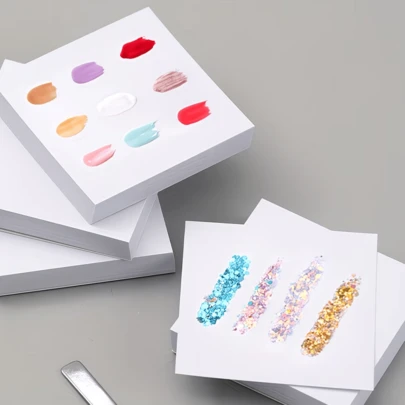 50pcs Disposable Nail Polish Color Adjustment Papers, Removable Nail Polish Color Palette, Makeup Base Liquid Color Adjustment Palette, Portable Waterproof, Nail Polish Coloring And Makeup Color Adjustment Tool, Home And Salon Nail Care Products