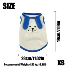GDTME Cute Cartoon Dog Vest Breathable Pet Tank Top With Blue Trim D-Ring Leash Hole Summer Pet Outfit For Small Dogs Cats Puppy Kitten Daily Walks Casual Wear Pets Pet Clothes Dog Stuff Dog Supplies - Blue - View 10