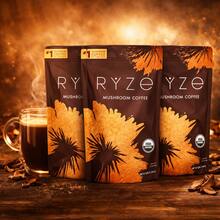RYZE Mushroom Coffee Powder, Organic Functional Coffee Mix For Energy & Focus, No Jitters, Vegan Adaptogen Coffee, 30 Servings - 180g - View 10