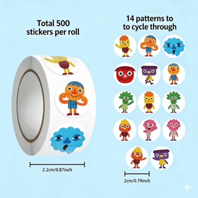 500Pcs/Roll Cartoon Super Simple Songs Stickers Cartoon TV SSS Graffiti Stickers DIY Laptop Refrigerator Luggage Phone Case Water Cup Decoration Stickers