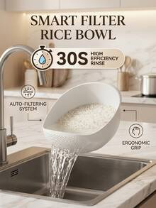 1 cái rổ lọc gạo nhà bếp, rổ rửa rau đa năng - trắng - Xem 5