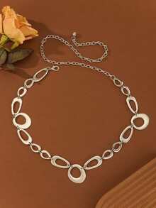 1件银色水钻和黑色丝带贴花新娘腰带 - 銀色 - 查看 3