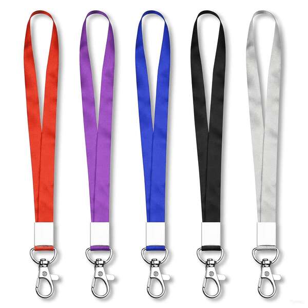 5pcs Solid Color Polyester Lanyards With Lobster Clasp, Simple & Professional Style, Perfect For Office ID Badges,Phone Straps,Keychain