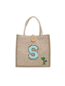 1 Pc Towel Embroidered Initials Pattern Handbag,Flower Printed Linen Handbag,Small Floral Linen Button Decorative Handbag,Simple Large-Capacity Handbag, Portable Casual Storage Tote Bag, Multifunctional Shopping Bag,New Design, Large Capacity, Ideal For Shopping, Shoulder Bag, Handbag, Lunch Bag - Multicolor - View 12