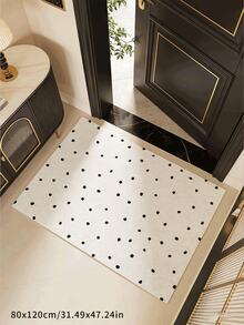 1pc Classic Black And White Polka Dot Pattern Decorative Rug, Suitable For Party Decor, Enhances Home Style, Essential Decoration For Adding Holiday Charm, Applicable To Bedroom, Living Room, Dining Room, Bathroom And Entryway, Plush Rug, Thickened Rug, Thick Rug, Furry Rug, Autumn/Winter Rug, Thickened Rug, Living Room Rug, Rug, Living Room Area Rug, Area Small Rug, Mat, Home Decor - Multicolor - View 5