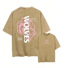 2026Darc Wolf Print Vintage Washed Men's T-Shirt, Perfect For Fitness And Weight Training, Loose Summer Gym T-Shirt, Suitable For Workouts. Loose And - 咖啡棕 - 查看 2