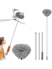 1 Stück ausziehbarer Staubwedel, waschbarer und wiederverwendbarer Mikrofaser-Staubreinigungsbürste mit weichem Edelstahlgriff, einfach zum Reinigen von Decke, Ventilator, Klimaanlage, Garten, Sofa, Bett, Möbeln und mehr, geeignet für Haus- und Büroreinigung, Mehrzweck-Staubreinigungswerkzeug - Mehrfarbig - Übersicht 3