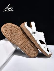 Salkin 男士休闲凉鞋，夏季户外沙滩拖鞋，两用透气防滑徒步休闲凉鞋 - 白色 - 查看 4