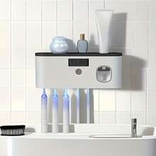 1pc UV Toothbrush Sanitizer With Storage Box, Toothbrush Holder, Disinfection And Timer Function, Rechargeable Wireless Wall-Mounted Toothbrush Sterilizer, Suitable For Bathroom, Back To School Essential - Multicolor - View 11