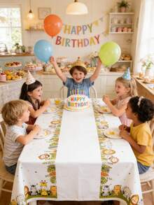 1 chiếc khăn trải bàn bằng nhựa hình động vật, chống thấm nước và chống dầu, thích hợp cho tiệc sinh nhật trẻ em, tiệc mừng em bé và các sự kiện theo chủ đề rừng rậm. - Nhiều màu - Xem 4