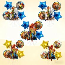 生日派对用品套装，包含朱迪·霍普斯和尼克·王尔德生日快乐横幅、铝箔数字气球和卡通人物装饰品，适合色彩缤纷的卡通主题庆祝派对装饰。 - 如圖 - 查看 2