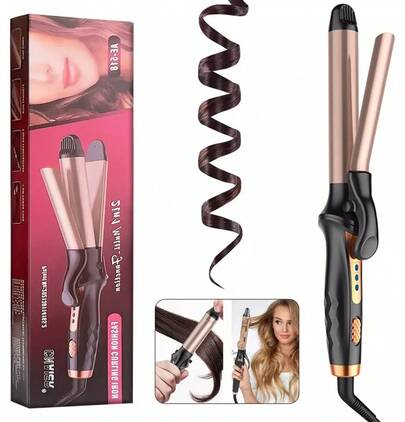MORE BEAUTY Rizador extralargo con pinzas cortas, rizador automático para crear rizos sueltos (1 pulgada, aprox. 2,5 cm) – adecuado para cabello de longitud media a larga, calentamiento instantáneo, doble cerámica, doble voltaje.