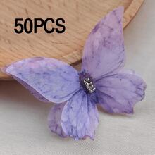 50/100件優雅彩色蝴蝶貼花，3D手工布藝貼片，雙層薄紗設計，輕盈細緻，適用於DIY髮夾、頭飾、婚紗禮服、服飾配件、花束包裝與珠寶製作 - 蝴蝶 - 查看 11