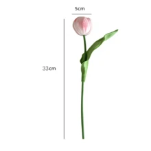 5/10pcs Simulation PU Dutch Tulip Bouquet Realistic Artificial Home Kitchen Living Room Dining Table Wedding Center Decoration (White, Pink, Blue, Yellow, Orange) - White Pink - View 4