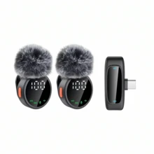Professional Wireless Lavalier Microphone: Magnetic Design, Battery Display, Plug And Play, LED Display, Suitable For Smartphones, Computers, Cameras - Ideal For Content Creation, Live Streaming, Podcasting, Equipped With Innovative Active Intelligent Noise Cancellation - View 2