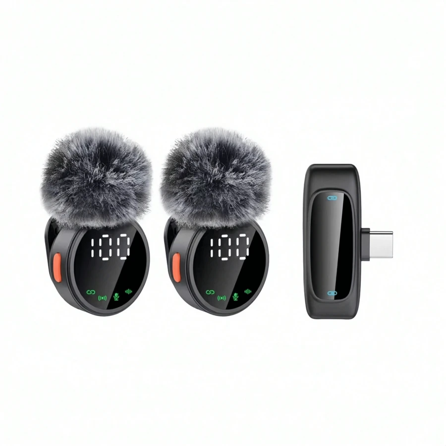 Professional Wireless Lavalier Microphone: Magnetic Design, Battery Display, Plug And Play, LED Display, Suitable For Smartphones, Computers, Cameras - Ideal For Content Creation, Live Streaming, Podcasting, Equipped With Innovative Active Intelligent Noise Cancellation