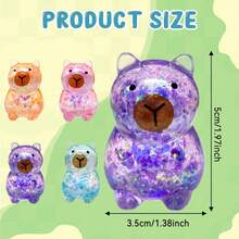 1/2/4pcs Sensory Fidget Stress Relief Glitter Capybara Squeeze, Squish Toy, Cute Malt Sugar Filled Stretchy Capybara Squeeze, Slow Rebound Squishy Ball Fingertip Toy,Cute Japanese Flat Toy, Sensory Stress Ball, Gift Bag Filler Prize,Christmas Gift - Multicolor - View 13