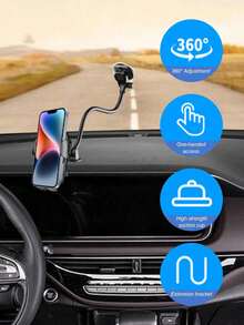 Universal Truck & Van Phone Holder - 14-Inch Flexible Gooseneck Arm, Strong Suction Cup Base, 360° Rotation, Vertical & Horizontal Use, One-Hand Operation, Enhanced Adhesive Design For Stability, Fits All Smartphones - Phone Stand - View 3