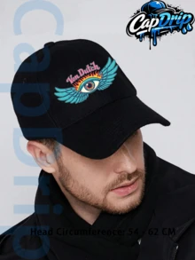 Black 1pc Unisex Von-Dutchs Print Baseball Cap, Sun Hat, Curved Brim, Dad Cap. Suitable For Daily Use And Outdoor Activities. Outdoor Adjustable Sun Cap. Spring-Summer Travel, Tourism, Beach Vacation Hat. - màu đen - Xem 3