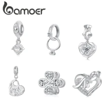 Nhẫn đôi BAMOER bằng bạc Sterling 925, mặt dây chuyền hình trái tim đính hạt, quà tặng kỷ niệm và ngày Valentine. - Bạc - Xem 11