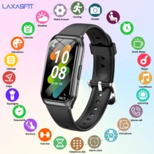 Laxasfit 1.45英寸智能手表，男女通用 - 无线通话、抬腕唤醒、自定义表盘、音乐控制、闹钟、久坐提醒、遥控拍照、多种运动模式智能健身追踪器 - 轻巧舒适，适合户外运动，完美礼物 - 查看 14