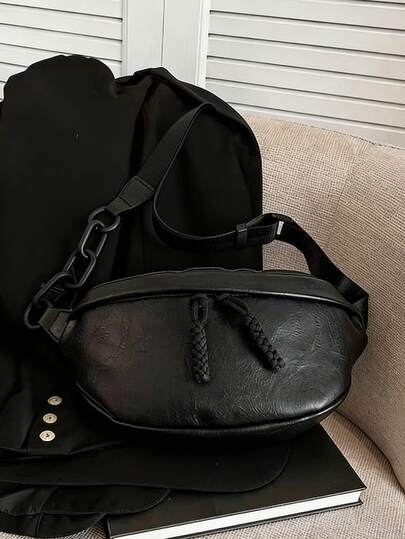 Ba lô vải PU chống thấm nước màu trơn cổ điển, dung tích lớn, kiểu dáng thường ngày, có quai đeo vai đặc biệt, túi bên hông và túi chéo ở ngực, phù hợp cho du lịch, thể thao, mua sắm và các hoạt động ngoài trời.