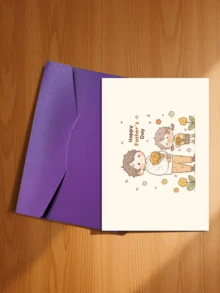 1张父亲节快乐贺卡 / 温馨卡通父亲节贺卡，女儿手捧鲜花，画面温馨感人 / 送给爸爸、爷爷、长辈的父亲节礼物，送给父亲、继父、养父的可爱贺卡，表达感激和爱意 / （包含1张贺卡和1个信封，尺寸：4.3英寸 x 6.3英寸） - 款式二 - 查看 17