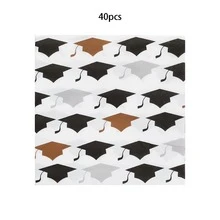 20/40/100 chiếc Khăn giấy chúc mừng tốt nghiệp 2026, 2 lớp, 6.5 inch, màu đen & vàng, in hình mũ tốt nghiệp, khăn giấy dùng một lần cho tiệc tốt nghiệp. - Nhiều màu - Xem 8