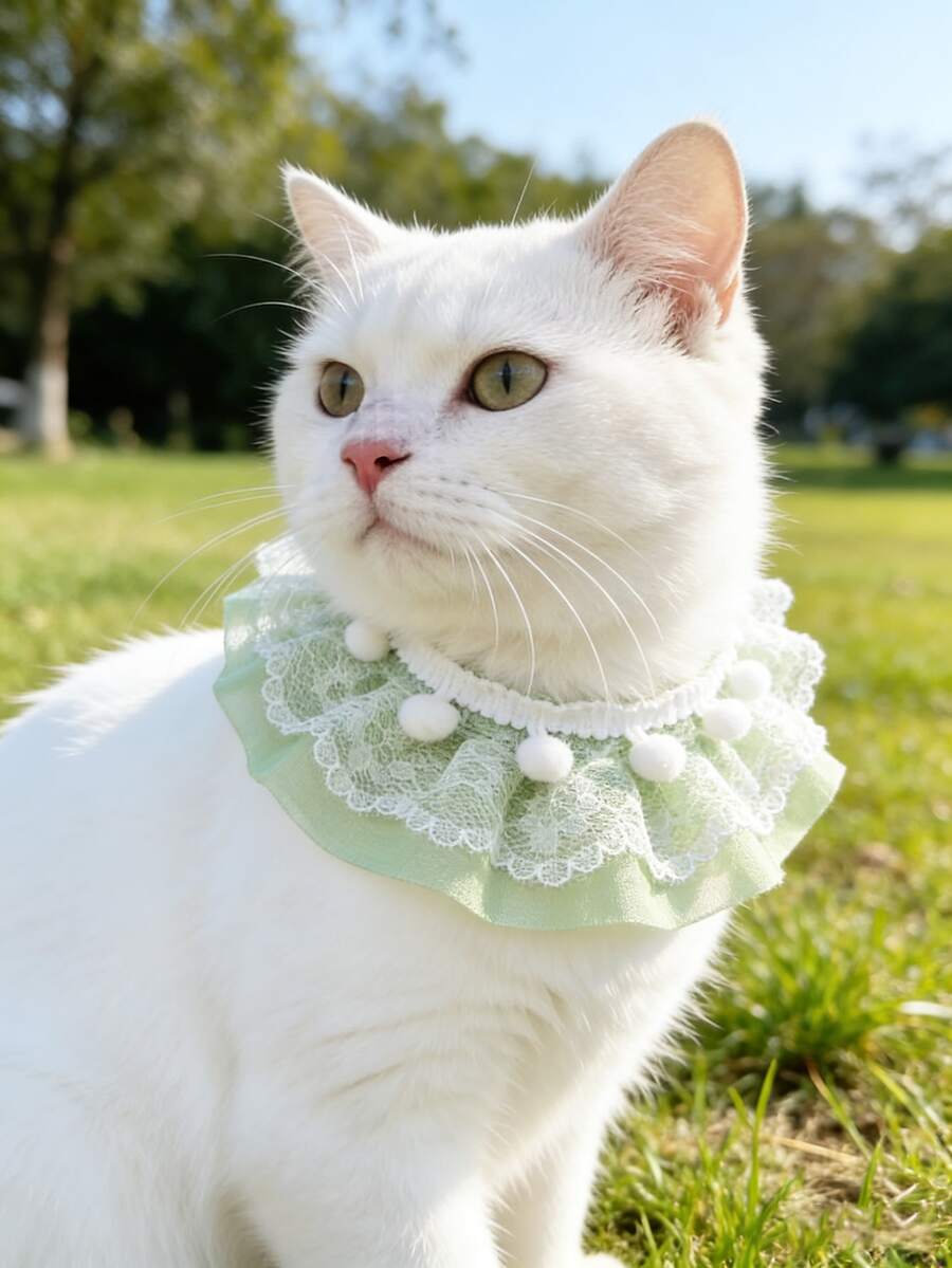 Lace Collar For Pets, Teddy Bib, Cat & Dog Outdoor Photo Prop Accessory, Gift - Green - View 1