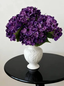 1/3pcs 15.75" Blue Embroidered Artificial Flowers With Stems, Plastic Decorative Balls, Suitable For Office, Party, Wedding, Fake Plants, Spring/Summer Decor, Mother's Day, Father's Day Gifts - Purple - View 5