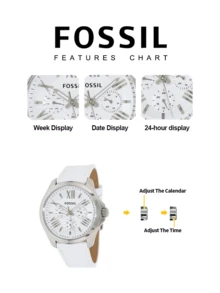 Fossil Women's Quartz Leather Three-Hand Watch Stainless Steel Case/Scratch-Resistant Glass Mirror AM4484/AM4486/AM4523/AM4529/AM4532 - White - View 6