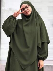 2pcs/Set Khimar Hijab + Abaya, Loose & Comfortable Clothing Suitable For Women's Daily Wear And Prayer, Applicable For All Seasons, Holiday - Multicolor - View 16