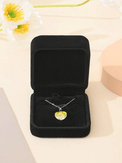 1pc Black Simple Velvet Jewelry Box For Pendant, Necklace And Other Jewelries Packaging, Home Use, Festival Party Gift Wrapping Box